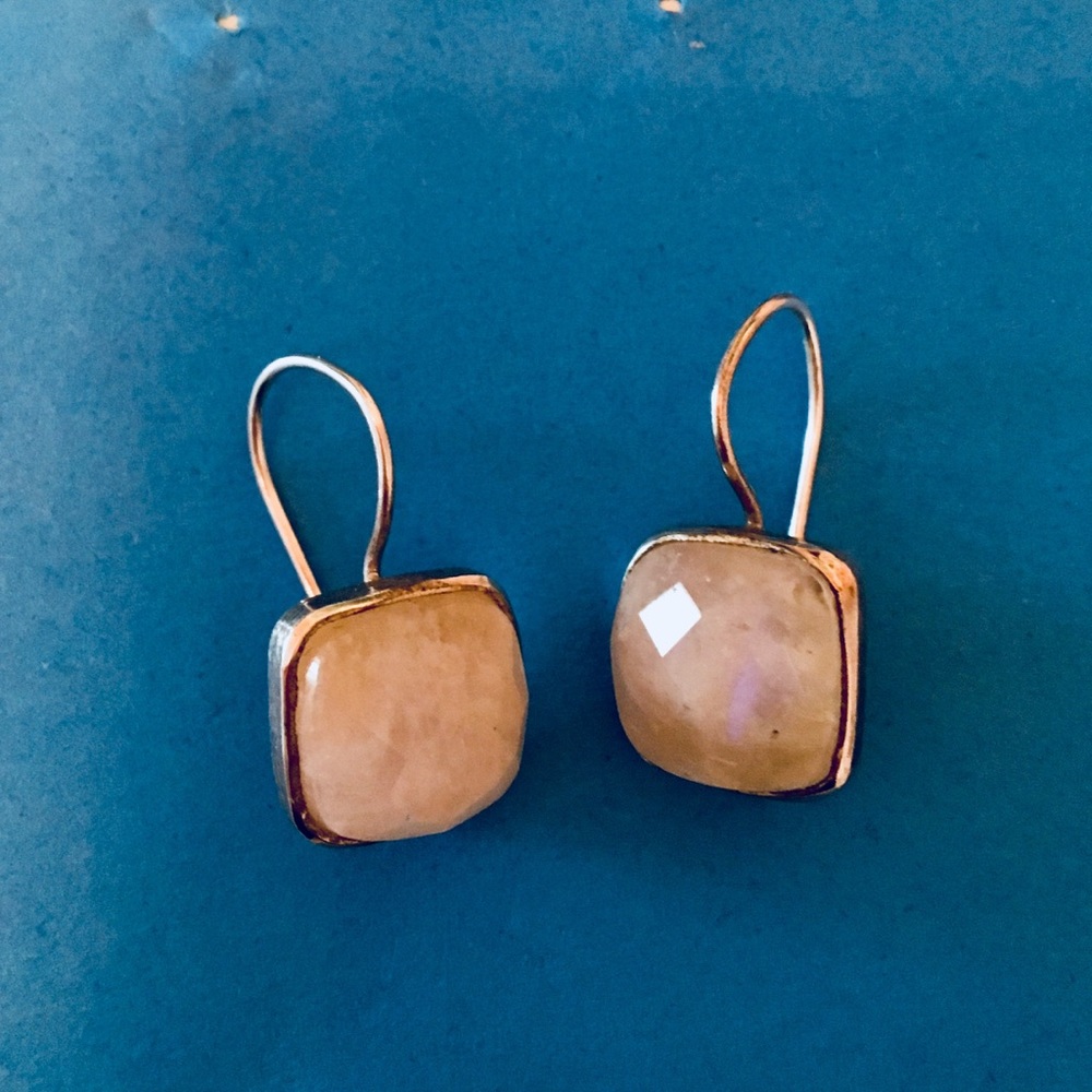 Moonstone and sterling silver drop earrings